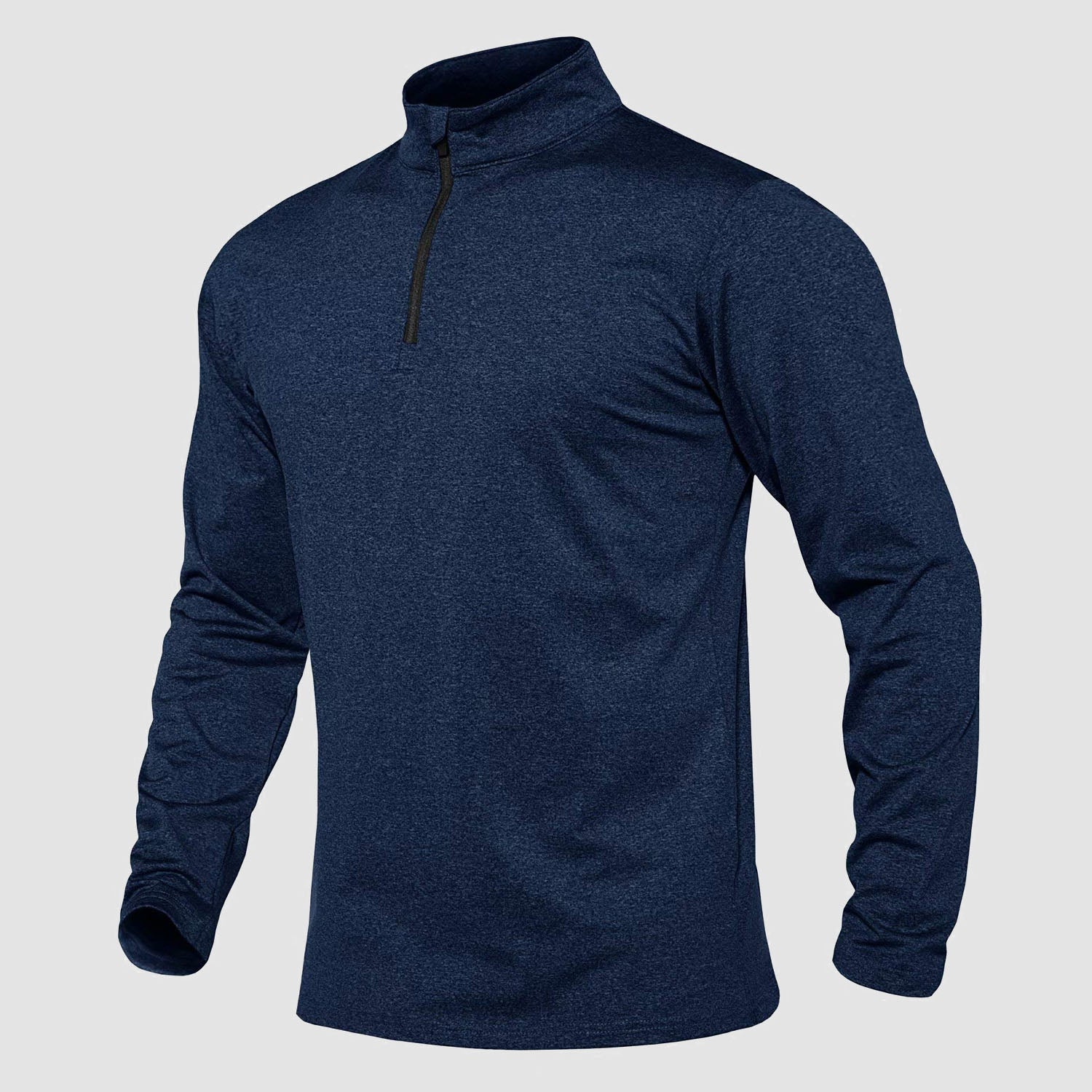 Men's athletic quarter-zip fleece sweatshirt in solid color, long sleeve with 1/4 zip collar
