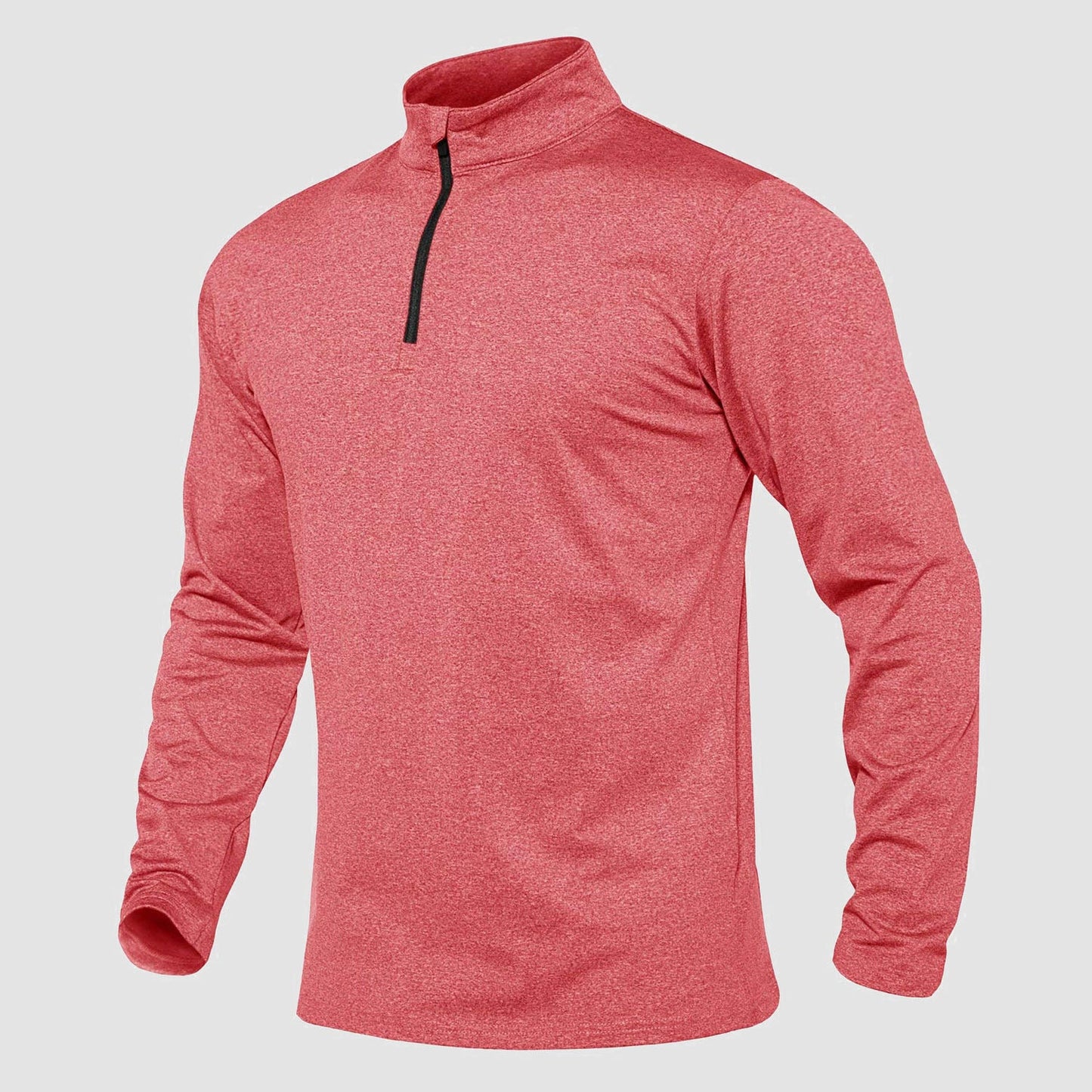 Men's athletic quarter-zip fleece sweatshirt in solid color, long sleeve with 1/4 zip collar