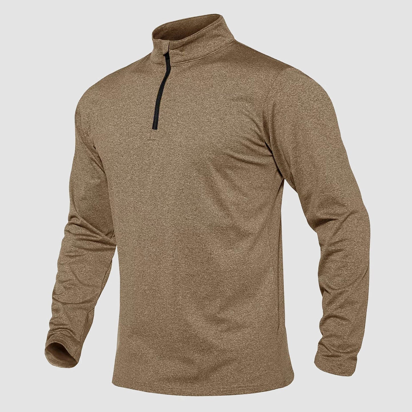 Men's athletic quarter-zip fleece sweatshirt in solid color, long sleeve with 1/4 zip collar