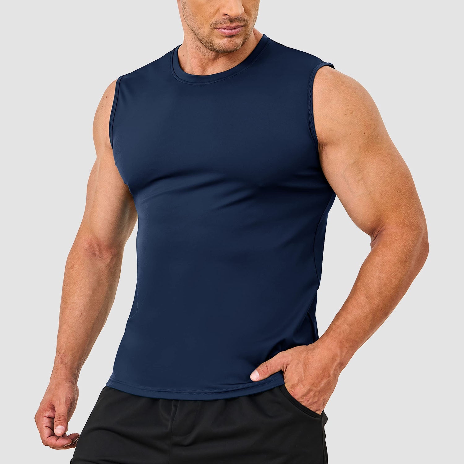 Men's quick-dry running tank top, lightweight moisture-wicking athletic fit with UPF 80 sun protection