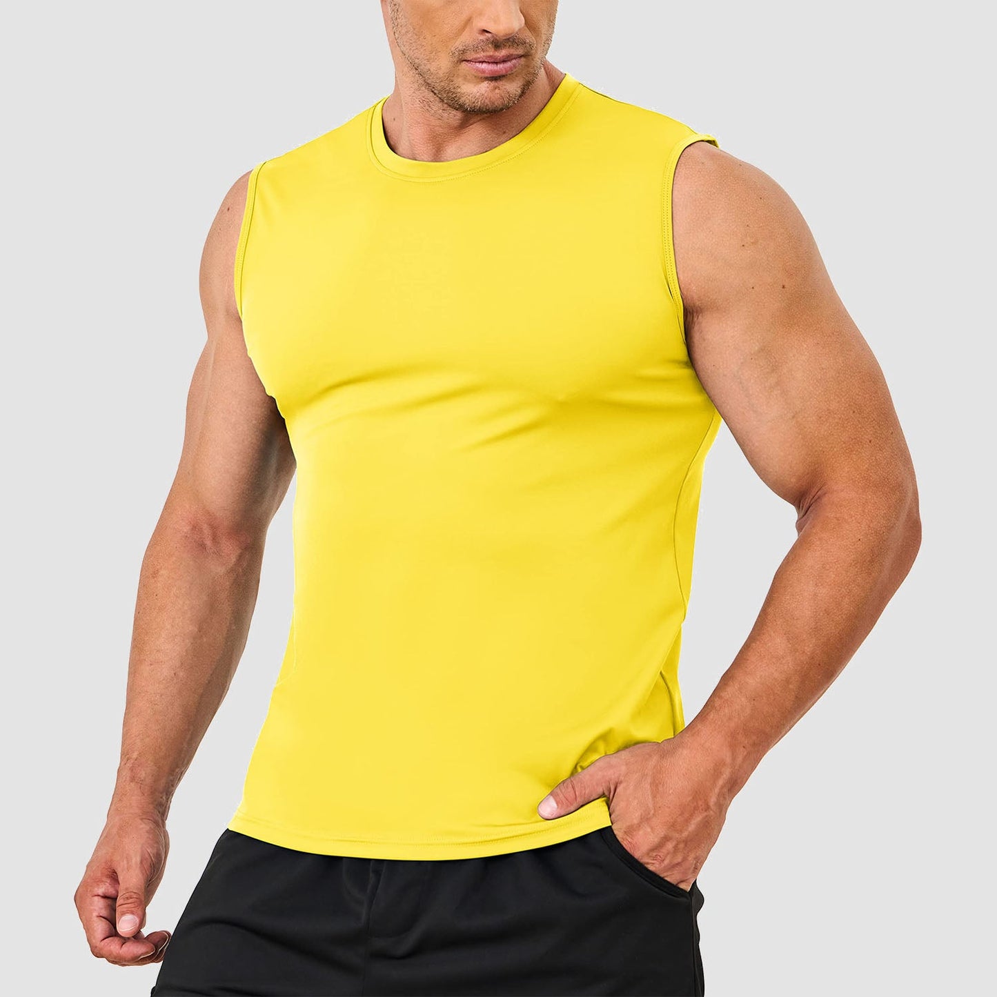 Men's lightweight running tank top, quick-dry moisture-wicking fabric, UPF 80 sun protection, athletic fit