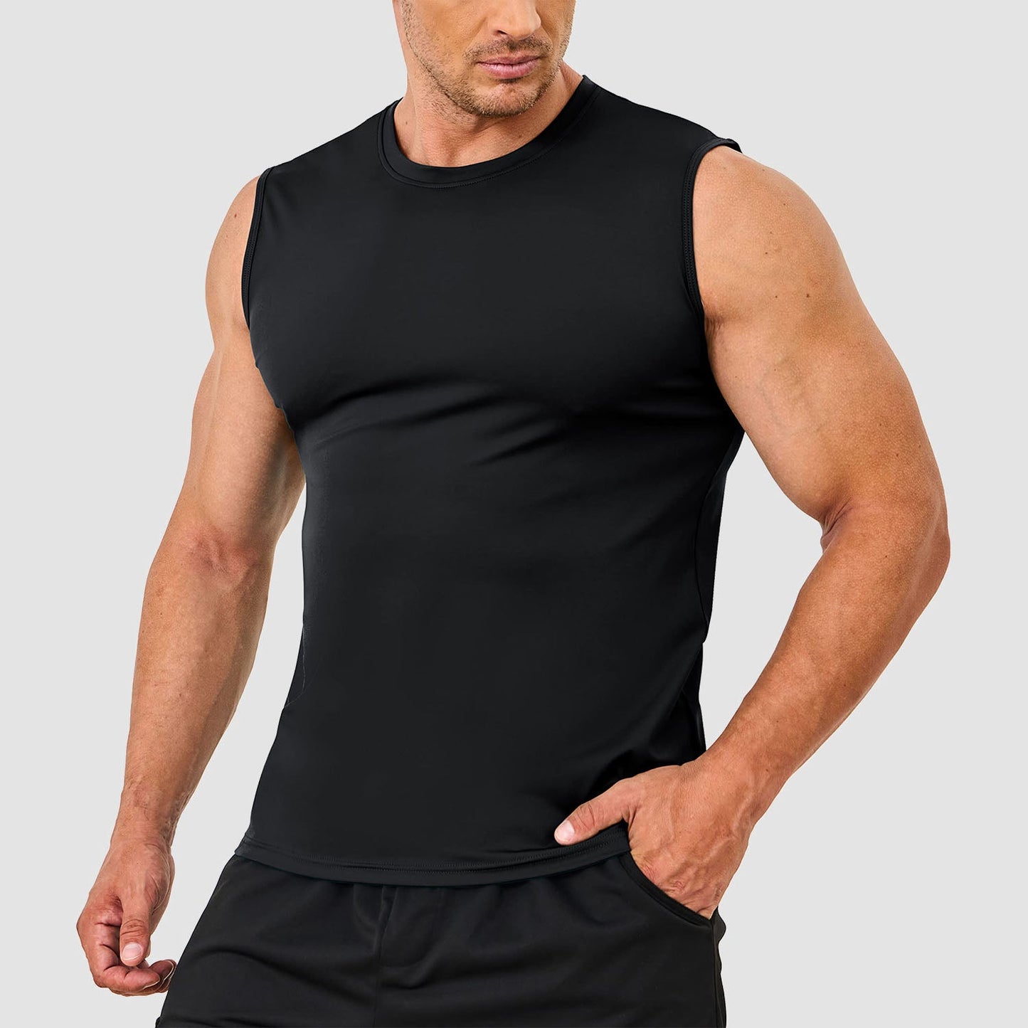 Men's quick-dry running tank top, lightweight moisture-wicking athletic fit with UPF 80 sun protection