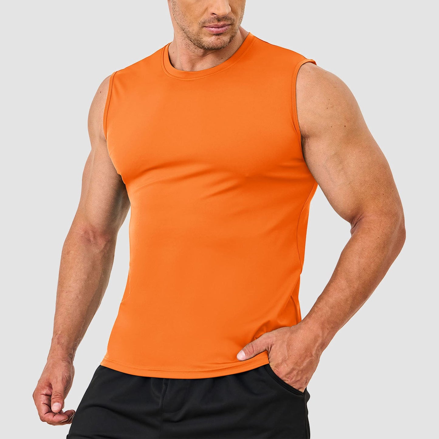 Men's quick-dry running tank top, lightweight moisture-wicking athletic fit with UPF 80 sun protection