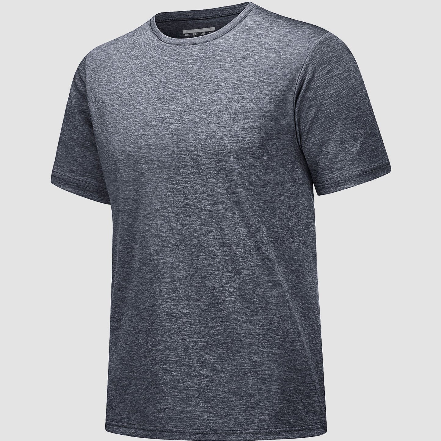 Men's white moisture-wicking athletic T-shirt, quick-dry 100% polyester tag-free gym fit