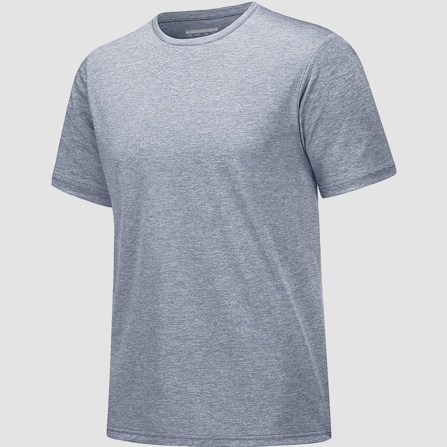 Men's white moisture-wicking athletic T-shirt, quick-dry 100% polyester tag-free gym fit