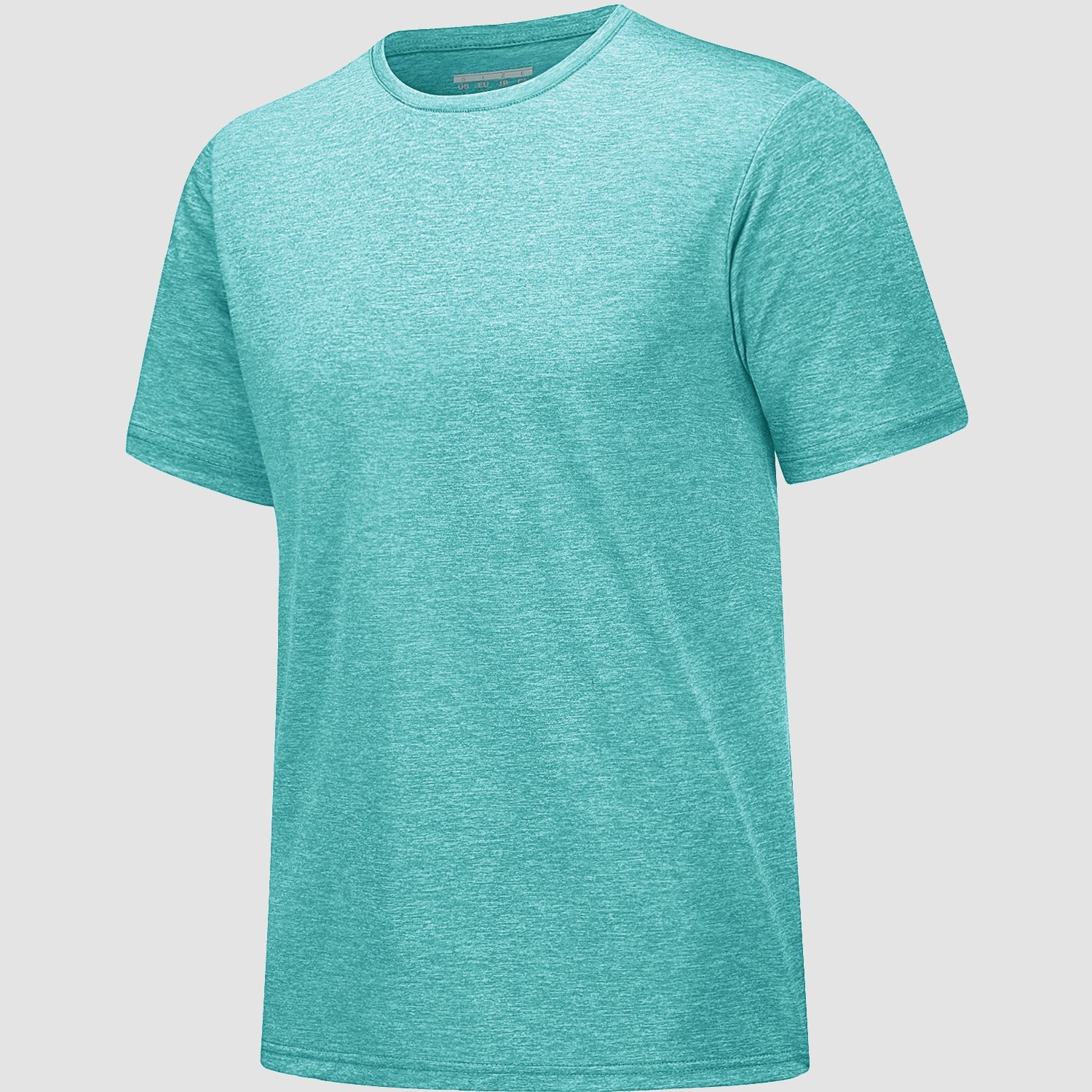Men's white moisture-wicking athletic T-shirt, quick-dry 100% polyester tag-free gym fit