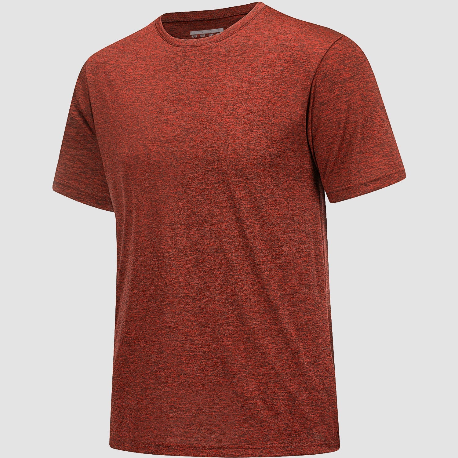 Men's black moisture-wicking athletic T-shirt, tag-free quick-dry 100% polyester gym fit