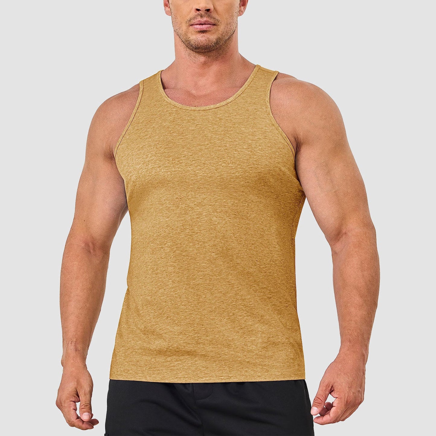Men's lightweight cotton sleeveless muscle tank top moisture-wicking athletic fit for gym training