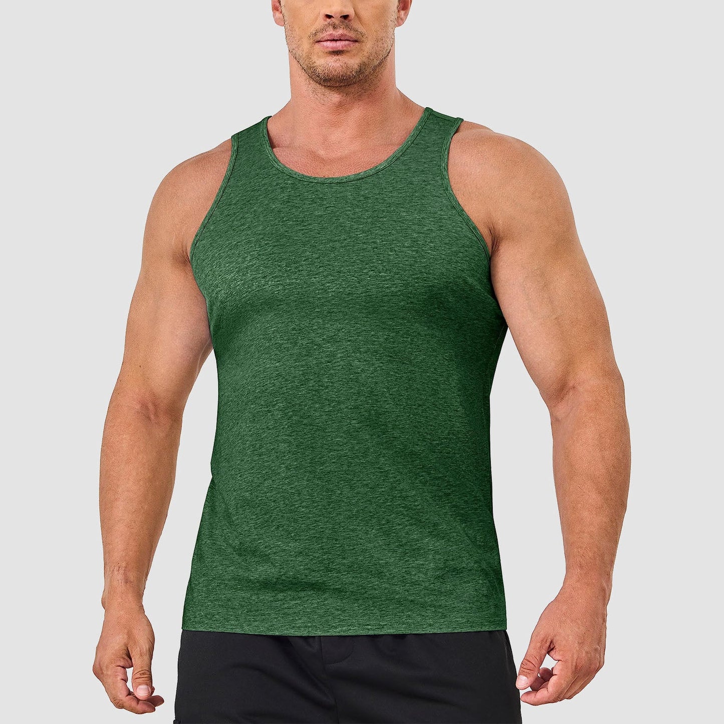 Men's lightweight cotton sleeveless muscle tank top in solid color, moisture-wicking athletic fit for gym