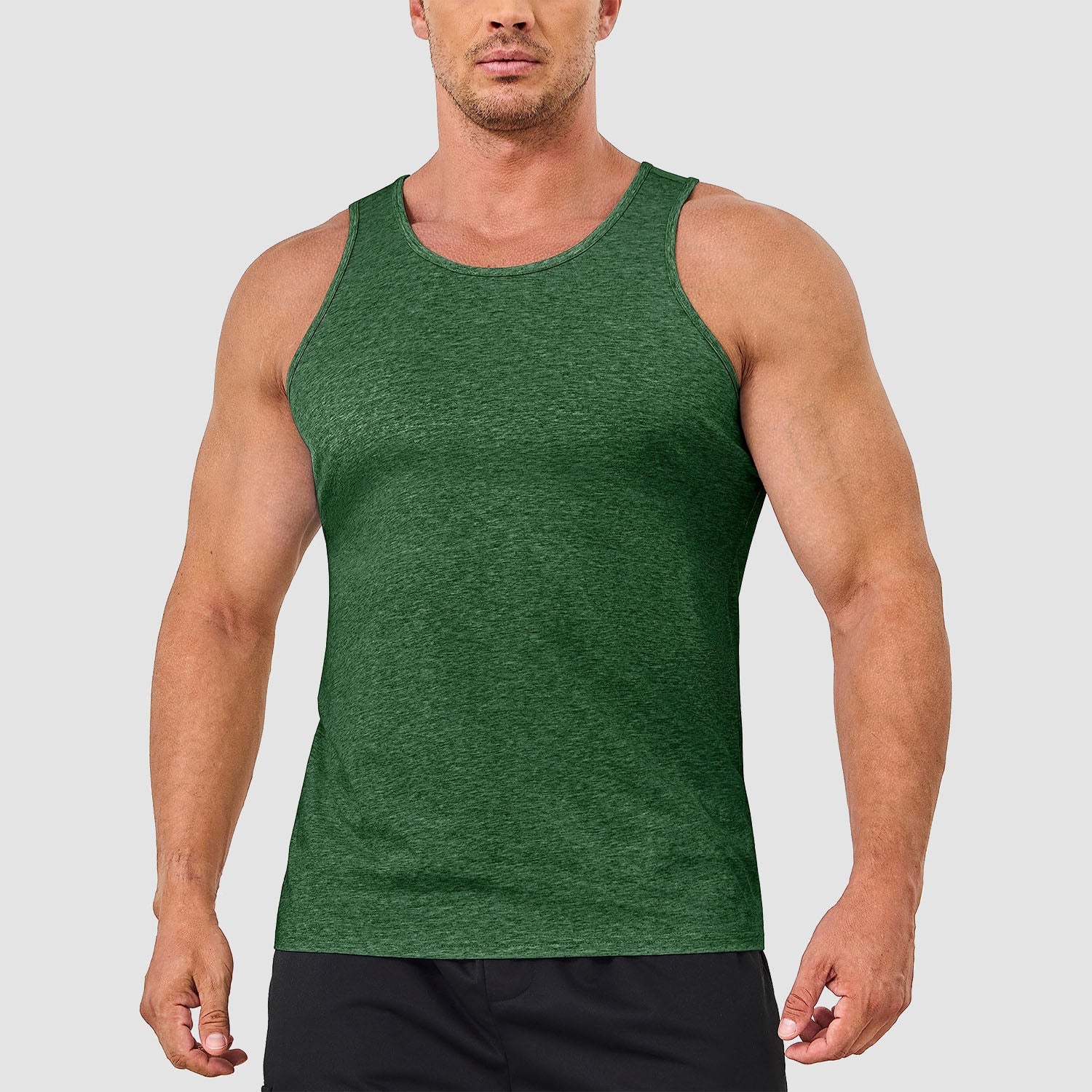 Men's lightweight cotton sleeveless muscle tank top in solid color, moisture-wicking athletic fit for gym