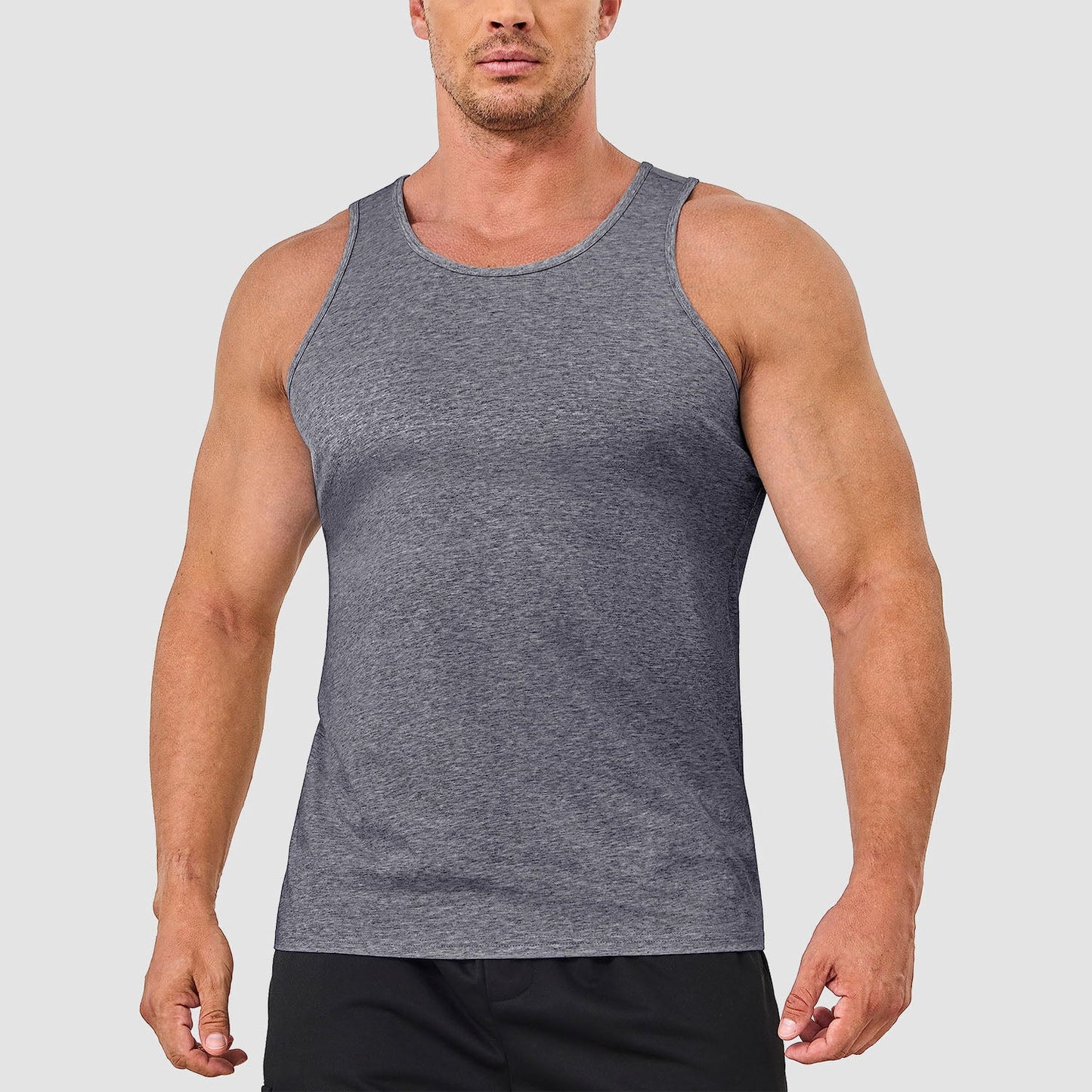 Men's lightweight cotton sleeveless muscle tank top in solid colors, moisture-wicking athletic fit for gym
