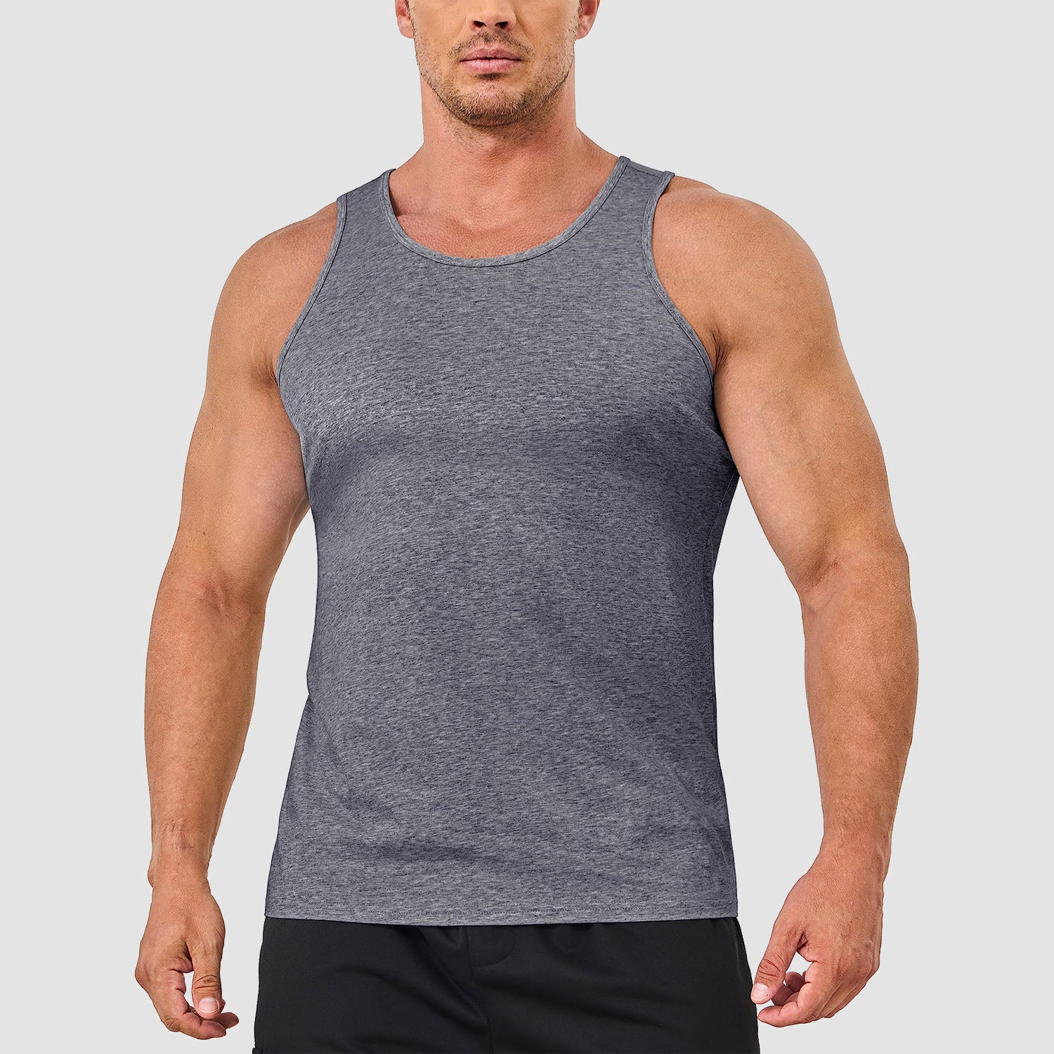 Men's lightweight cotton sleeveless muscle tank top in solid colors, moisture-wicking athletic fit for gym
