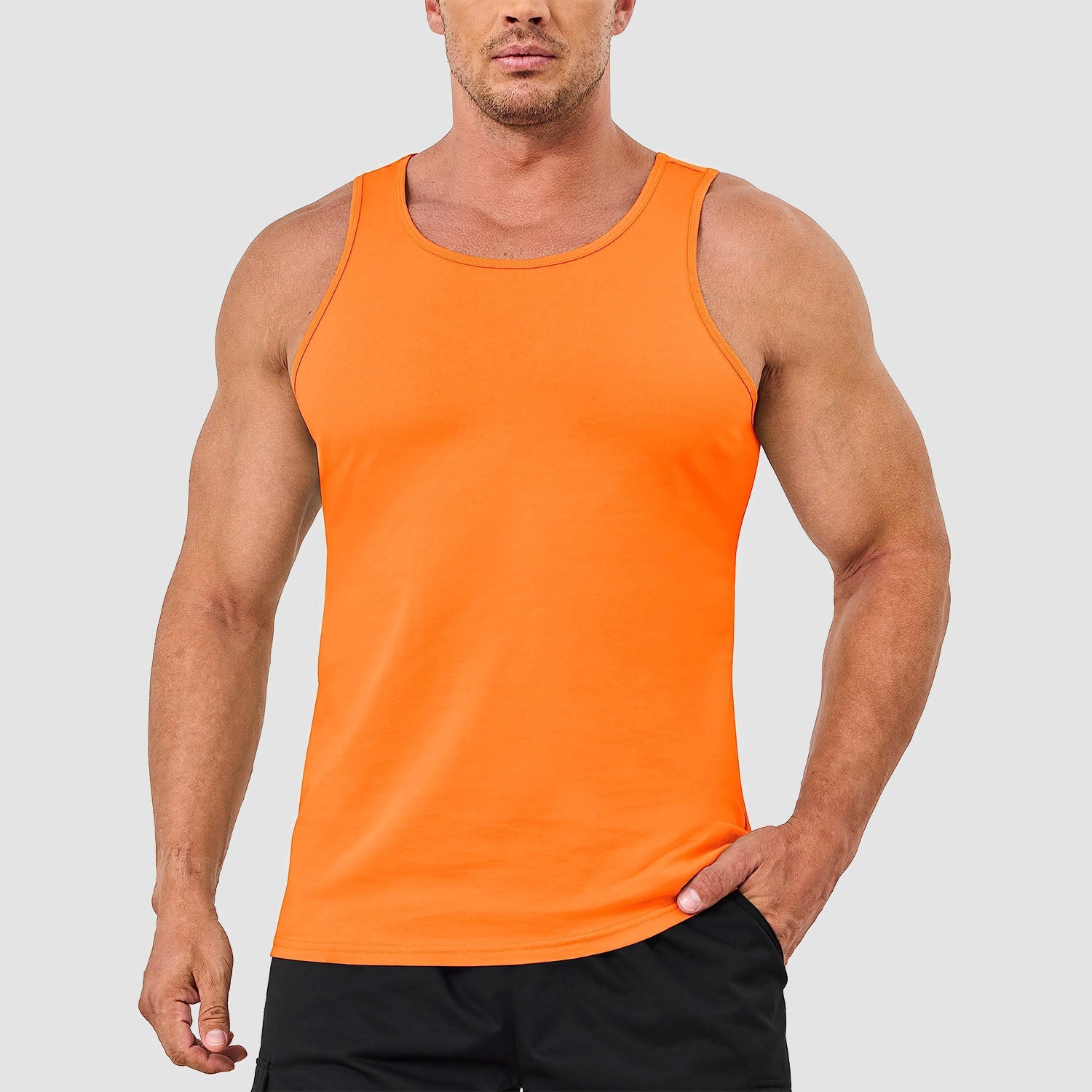 Men's lightweight cotton sleeveless muscle tank top moisture-wicking athletic fit for gym
