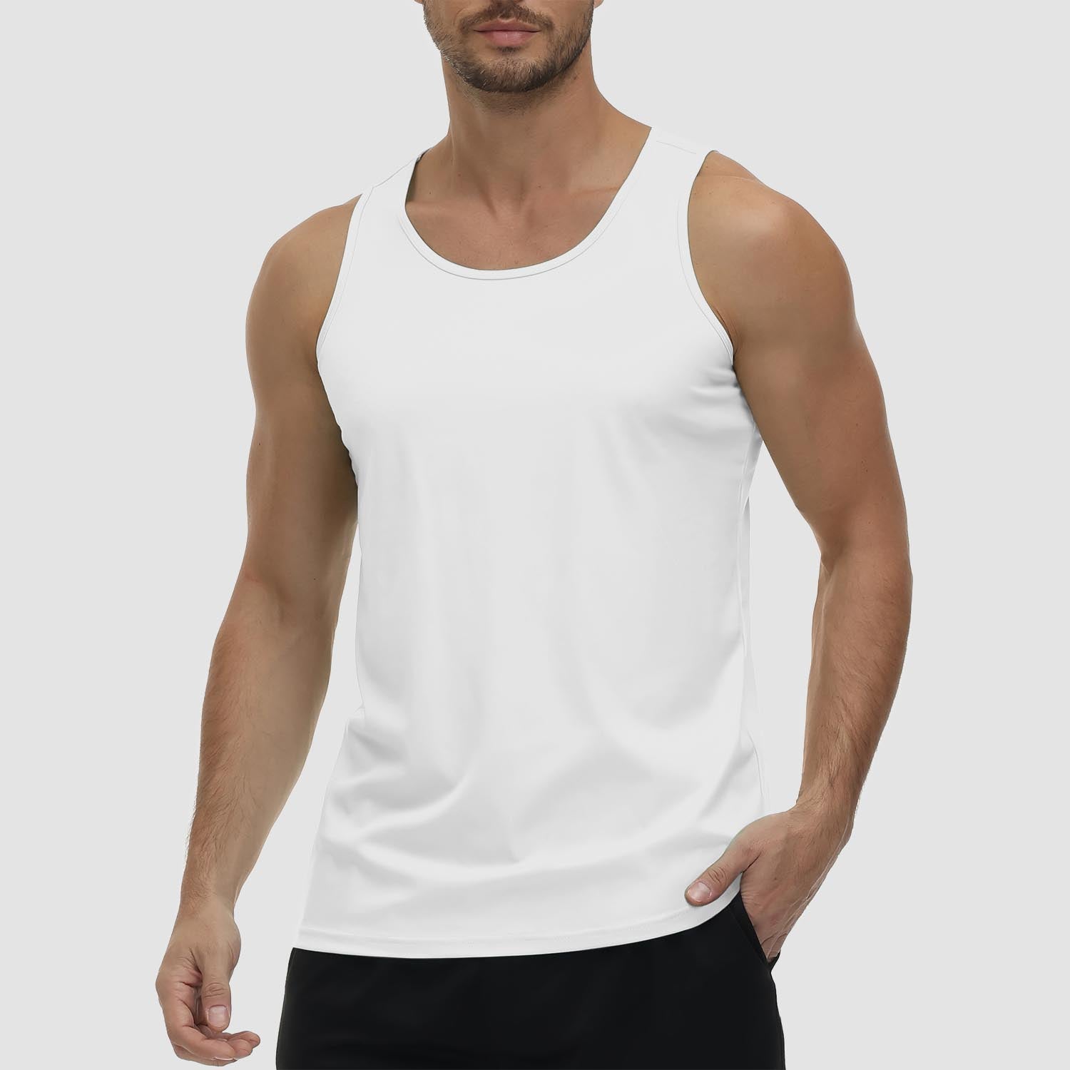 Men's UPF 80+ athletic tank top lightweight moisture-wicking quick-dry polyester spandex outdoor workout