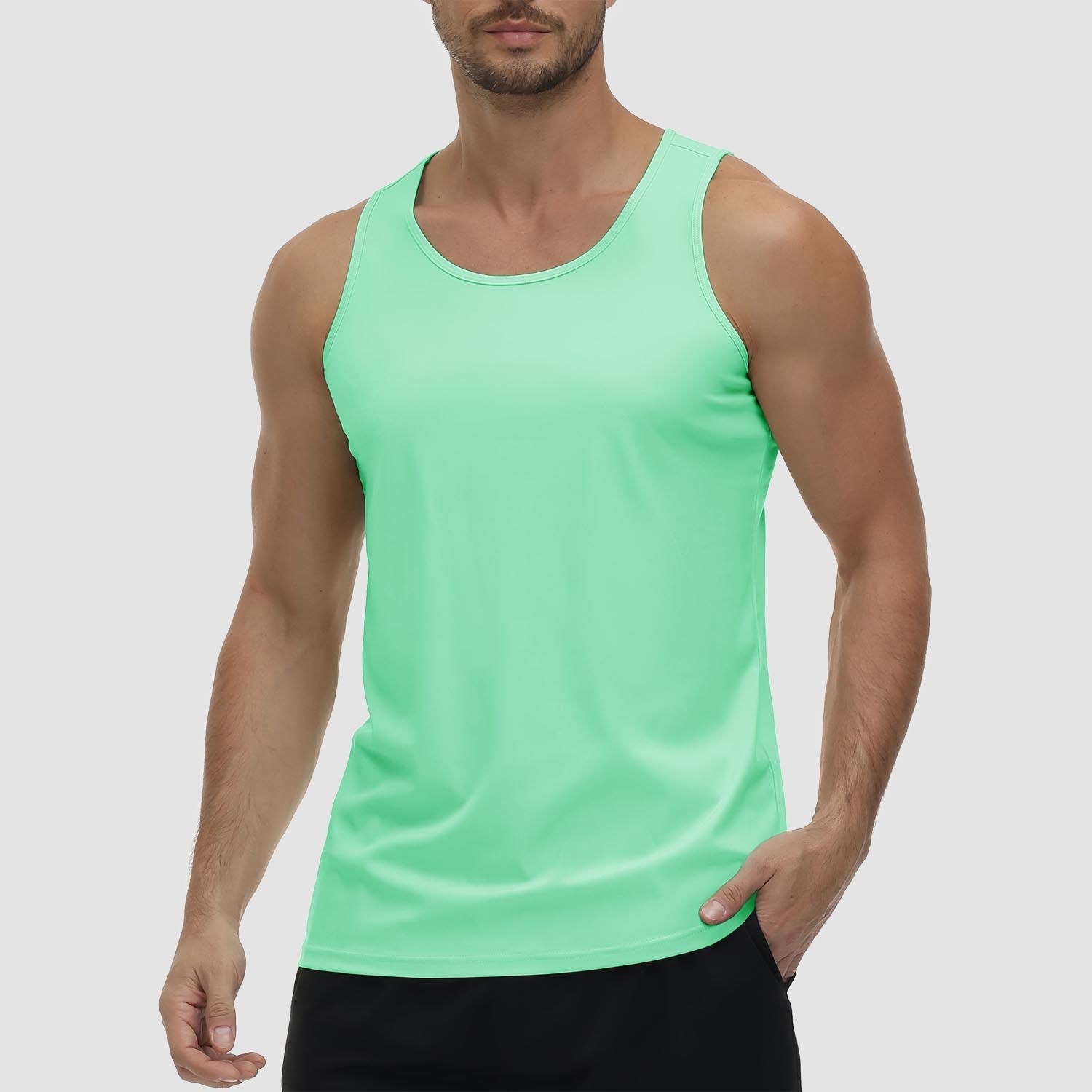 Men's UPF 80+ athletic tank top lightweight moisture-wicking quick-dry polyester spandex outdoor workout