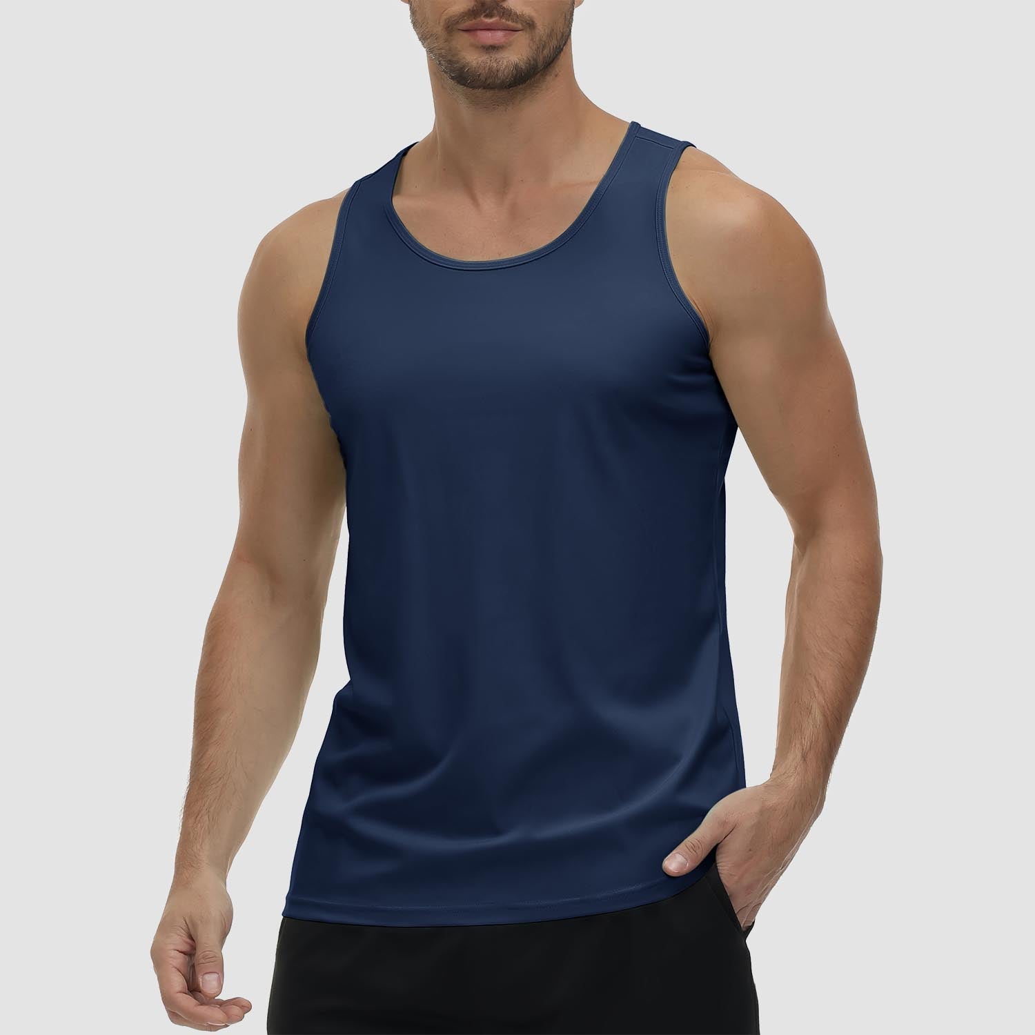 Men's UPF 80+ athletic tank top lightweight moisture-wicking quick-dry polyester spandex outdoor workout