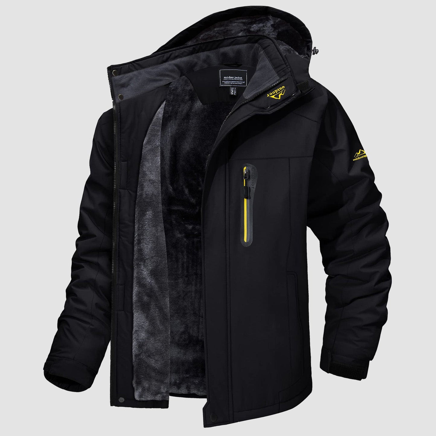 Men's water-resistant ski jacket navy blue relaxed fit fleece-lined with adjustable drawcord hem