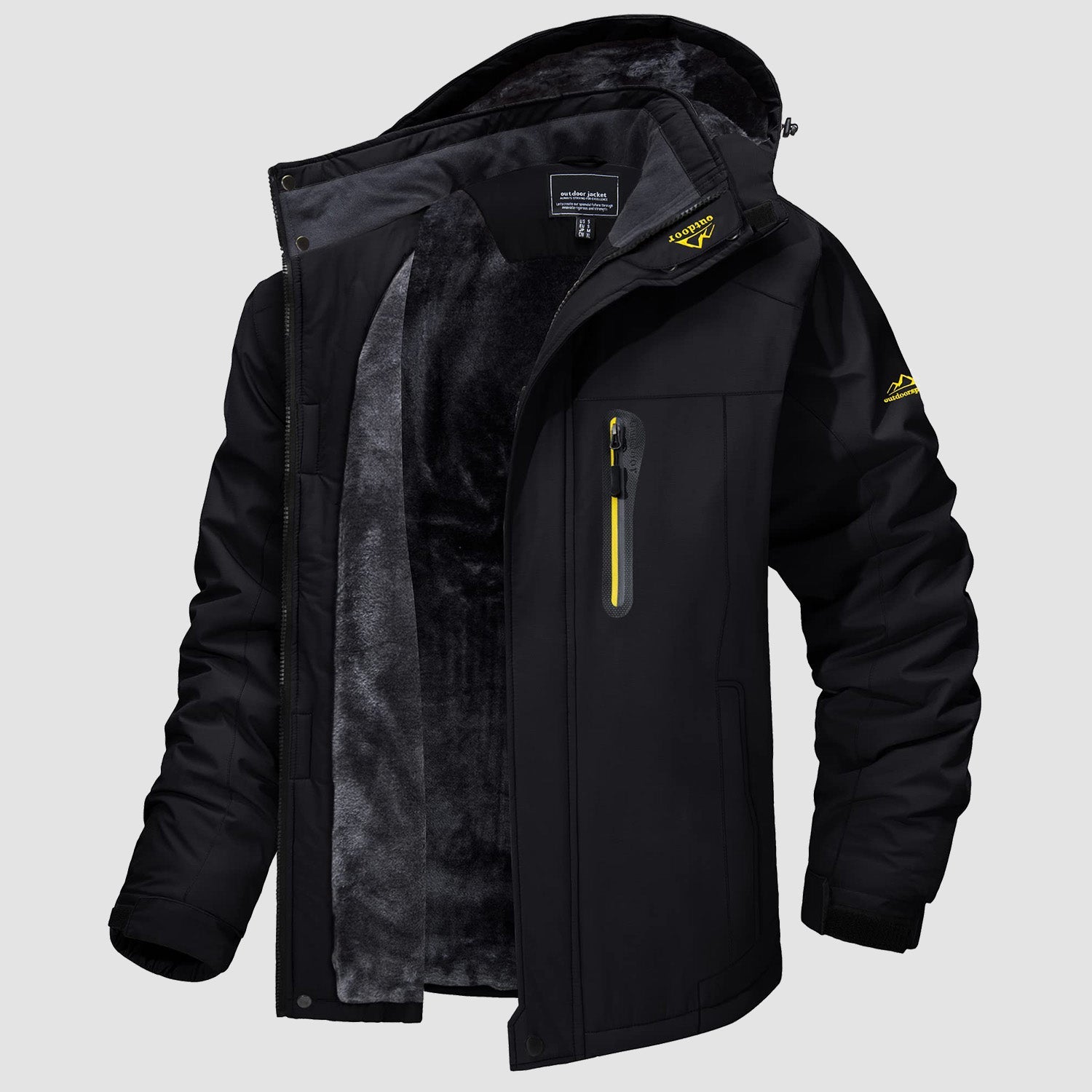 Men's water-resistant ski jacket navy blue relaxed fit fleece-lined with adjustable drawcord hem