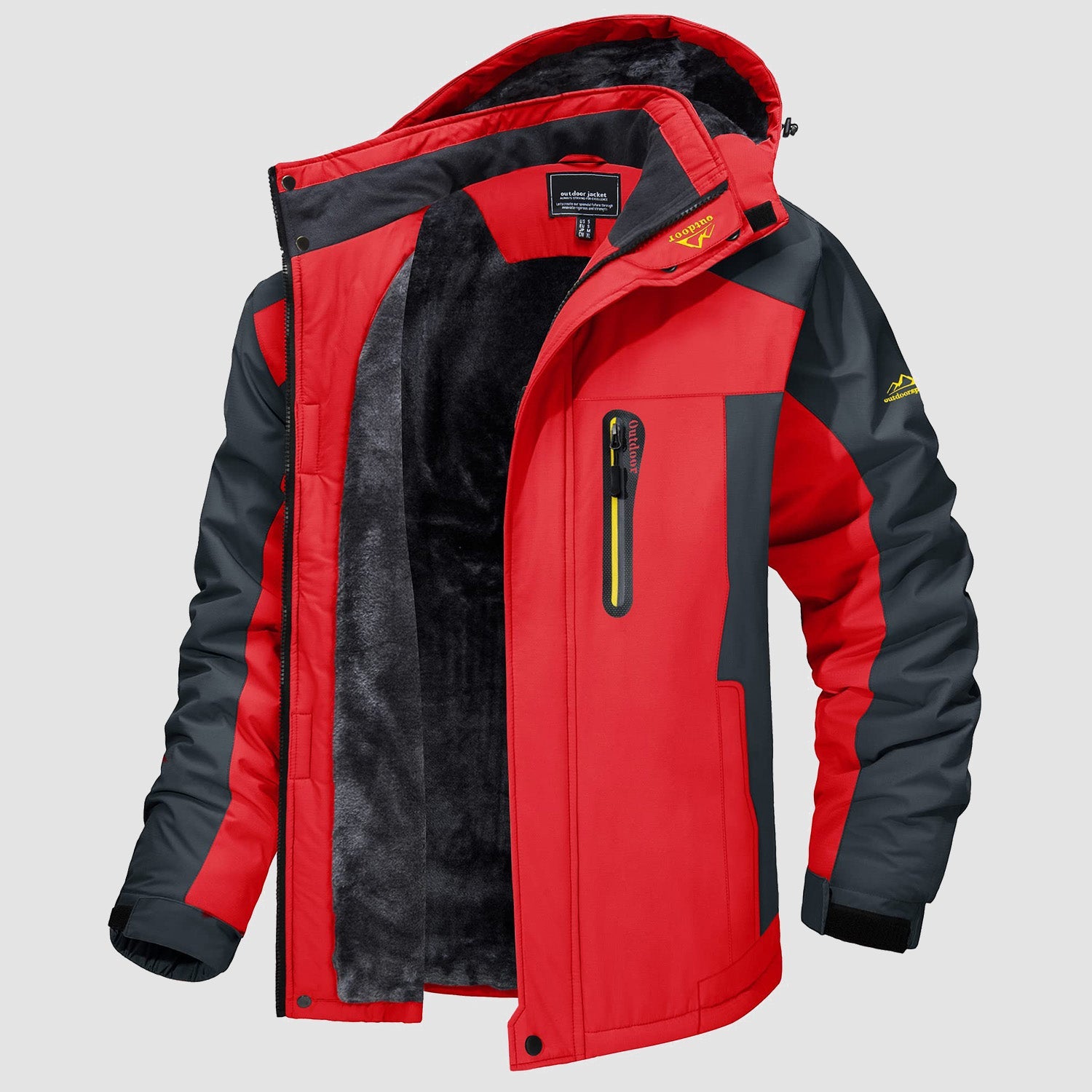 Men's water-resistant ski jacket navy blue fleece-lined with adjustable drawcord hem for winter warmth