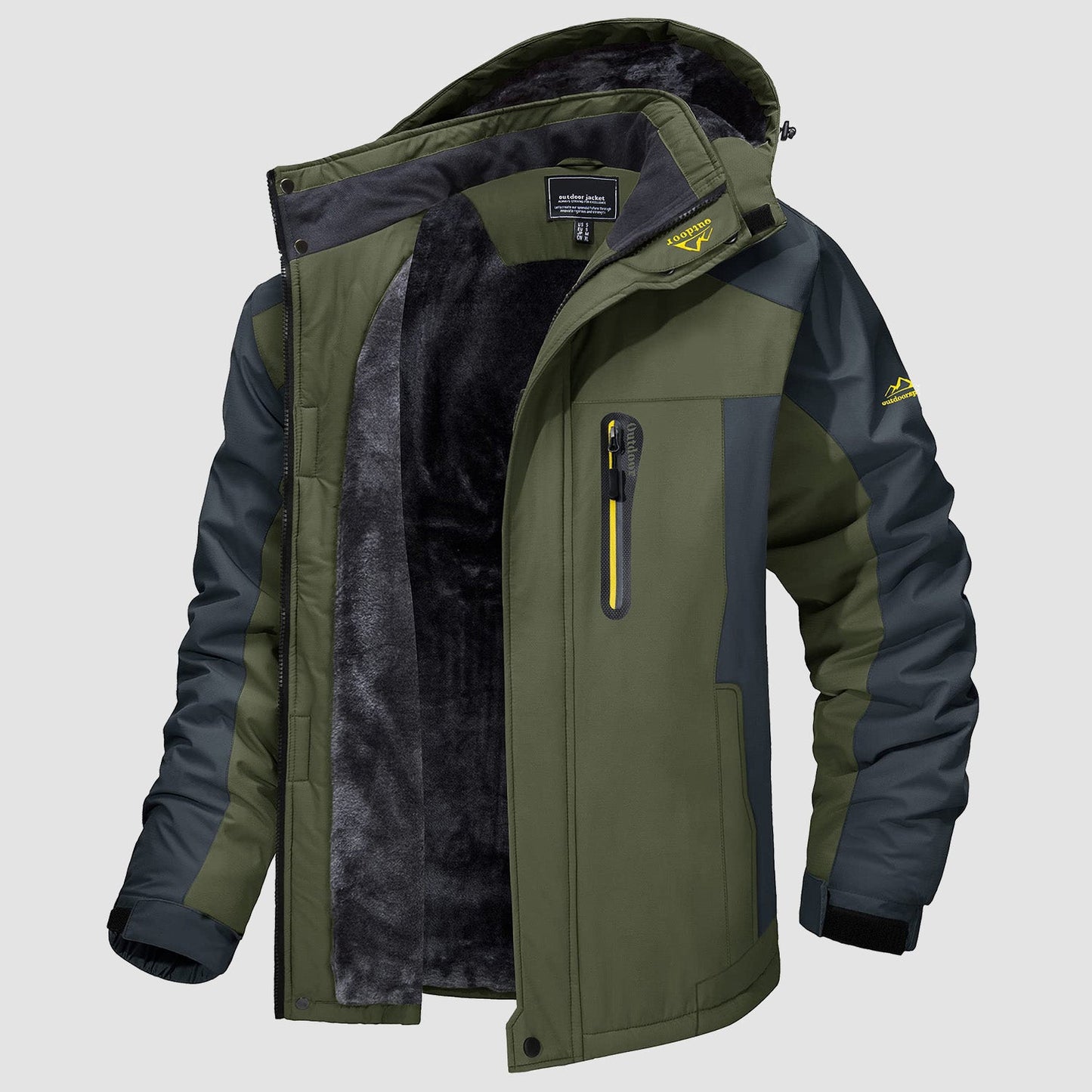 Men's water-resistant ski jacket navy blue relaxed fit fleece-lined with adjustable drawcord hem