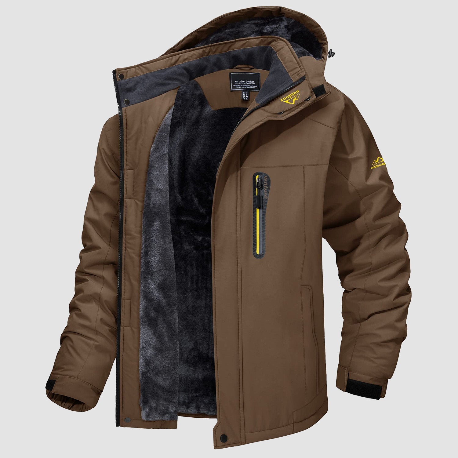 Men's water-resistant ski jacket navy blue relaxed fit fleece-lined with adjustable drawcord hem