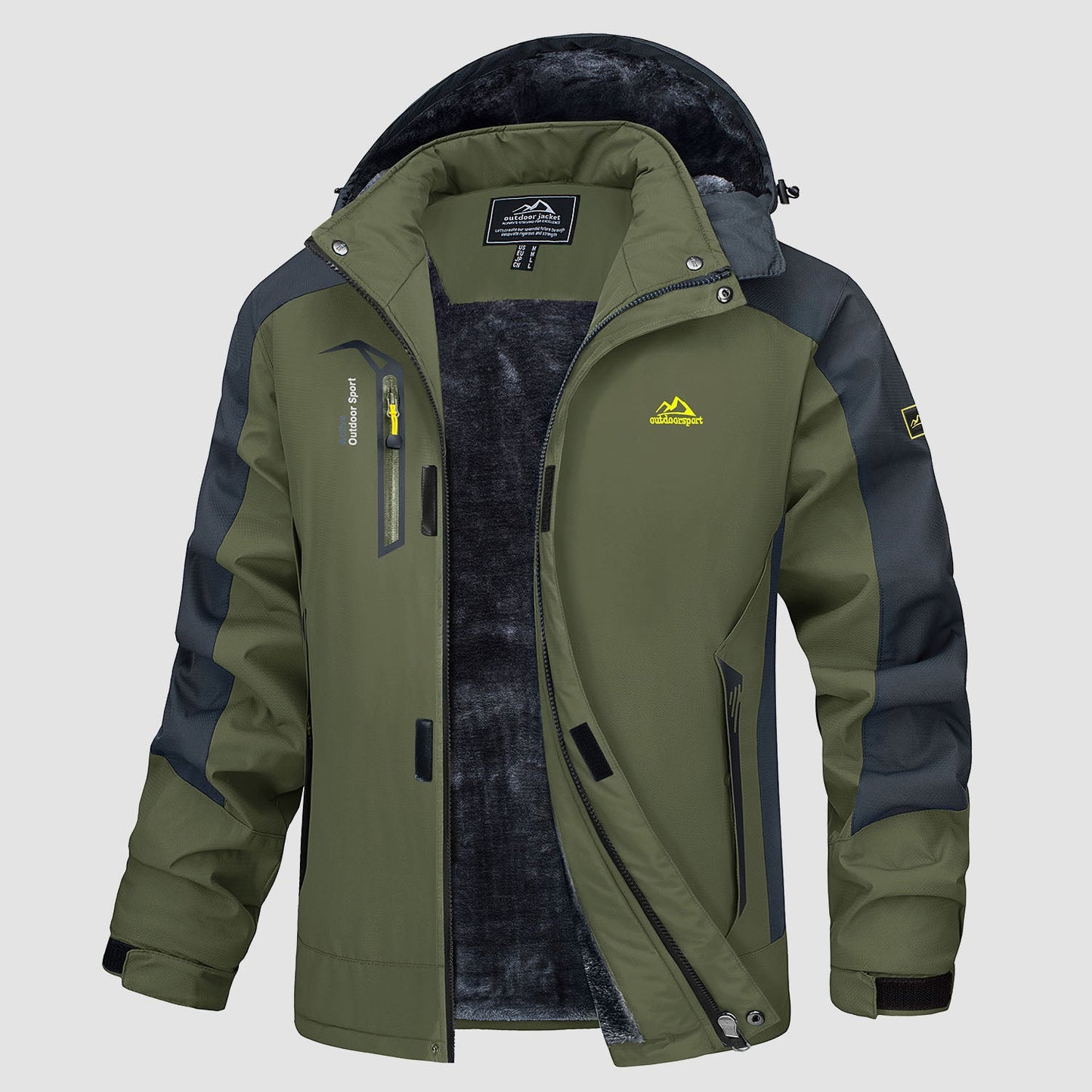 Men's water-resistant ski jacket fleece-lined parka with multiple pockets for winter adventures