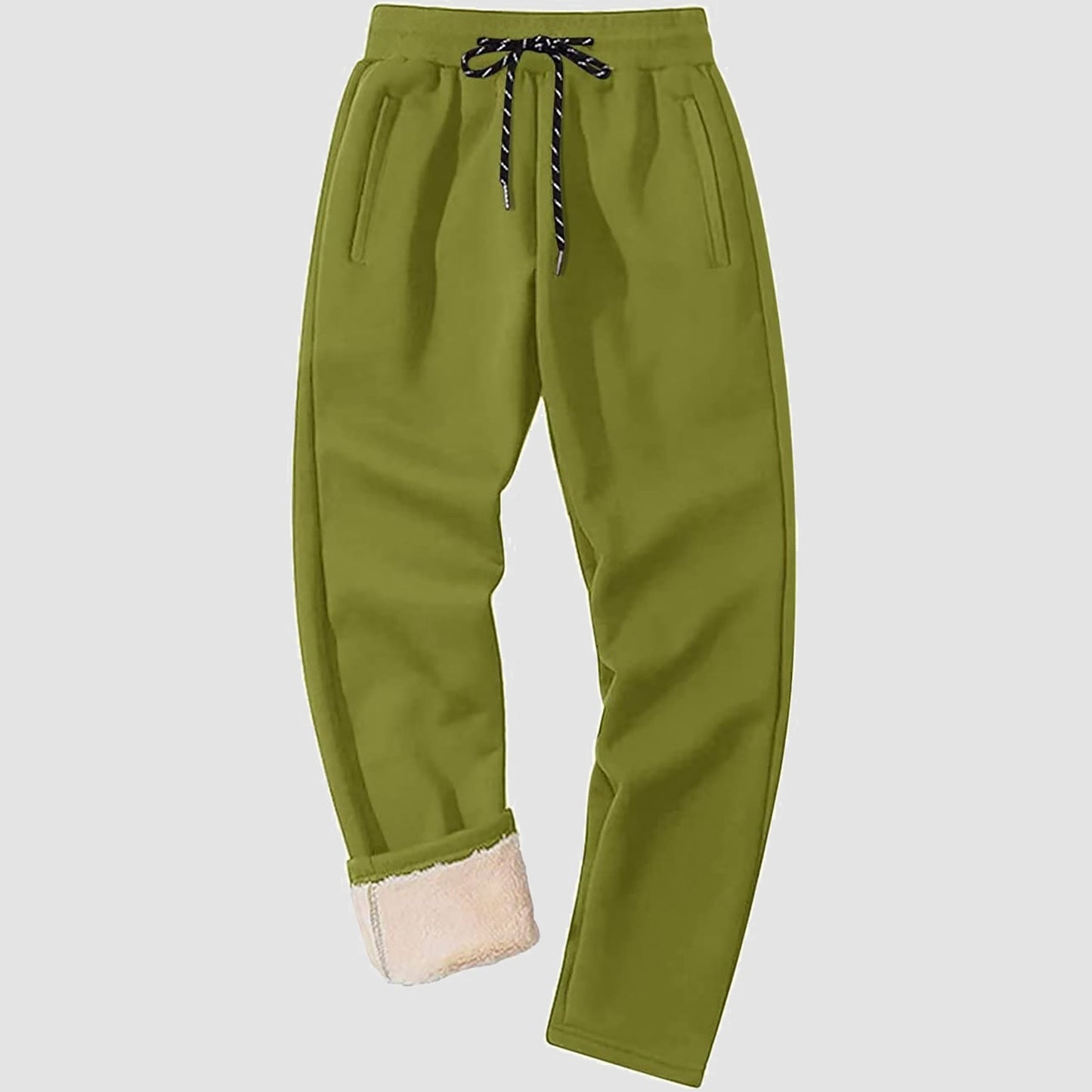 Men's gray fleece sweatpants with Sherpa lining, tapered fit and elastic waistband for winter warmth