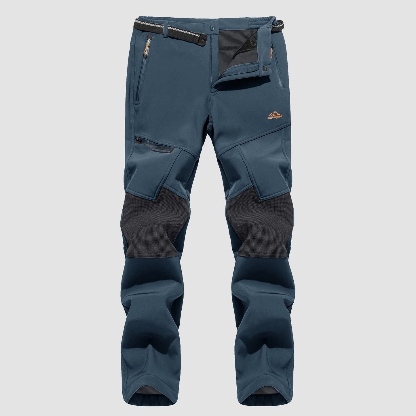 Men's black fleece-lined ski pants water-resistant winter sports with four zip pockets durable knees