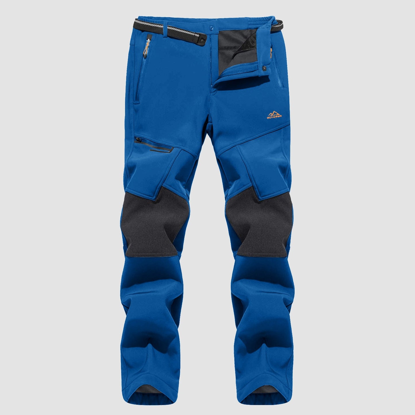 Men's black fleece-lined ski pants water-resistant winter sports trousers with four zip pockets