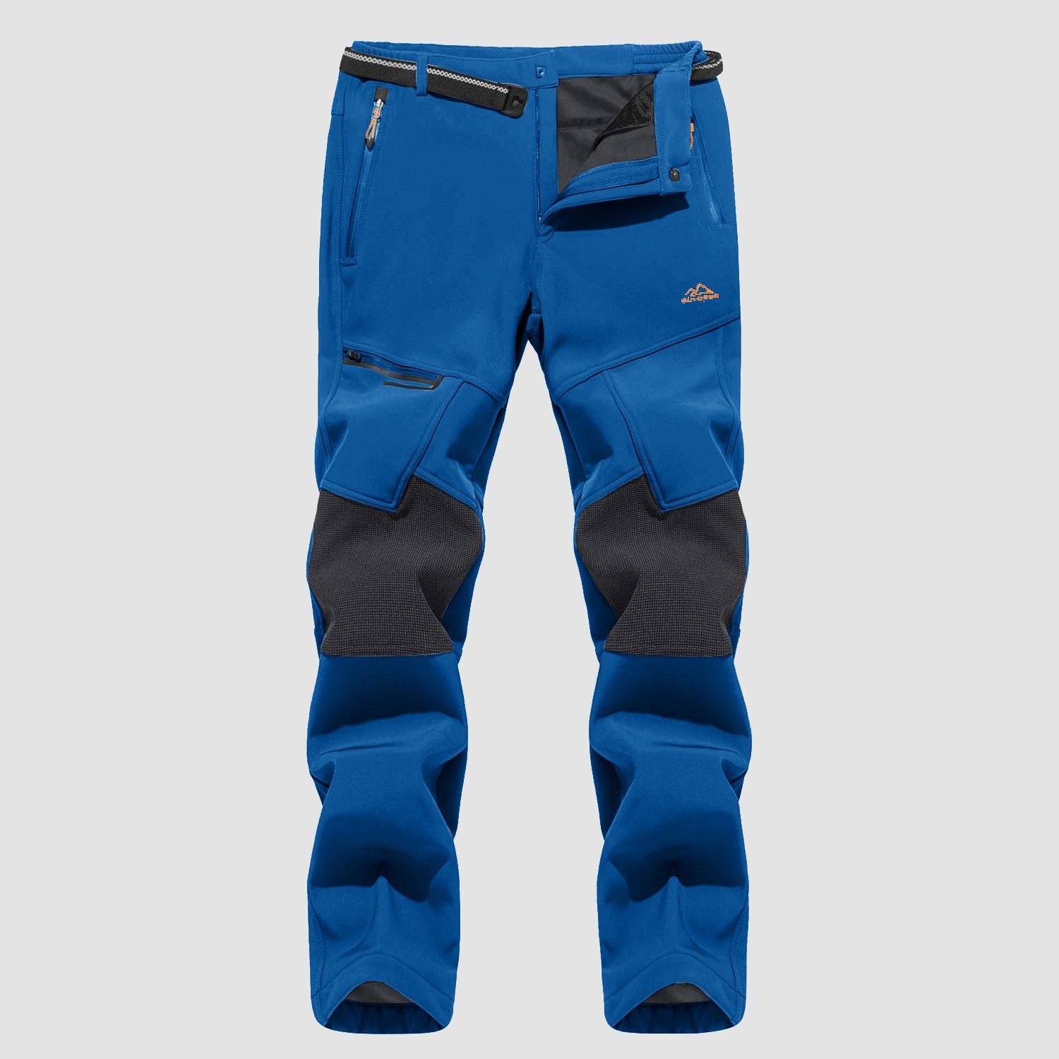 Men's black fleece-lined ski pants water-resistant winter sports trousers with four zip pockets