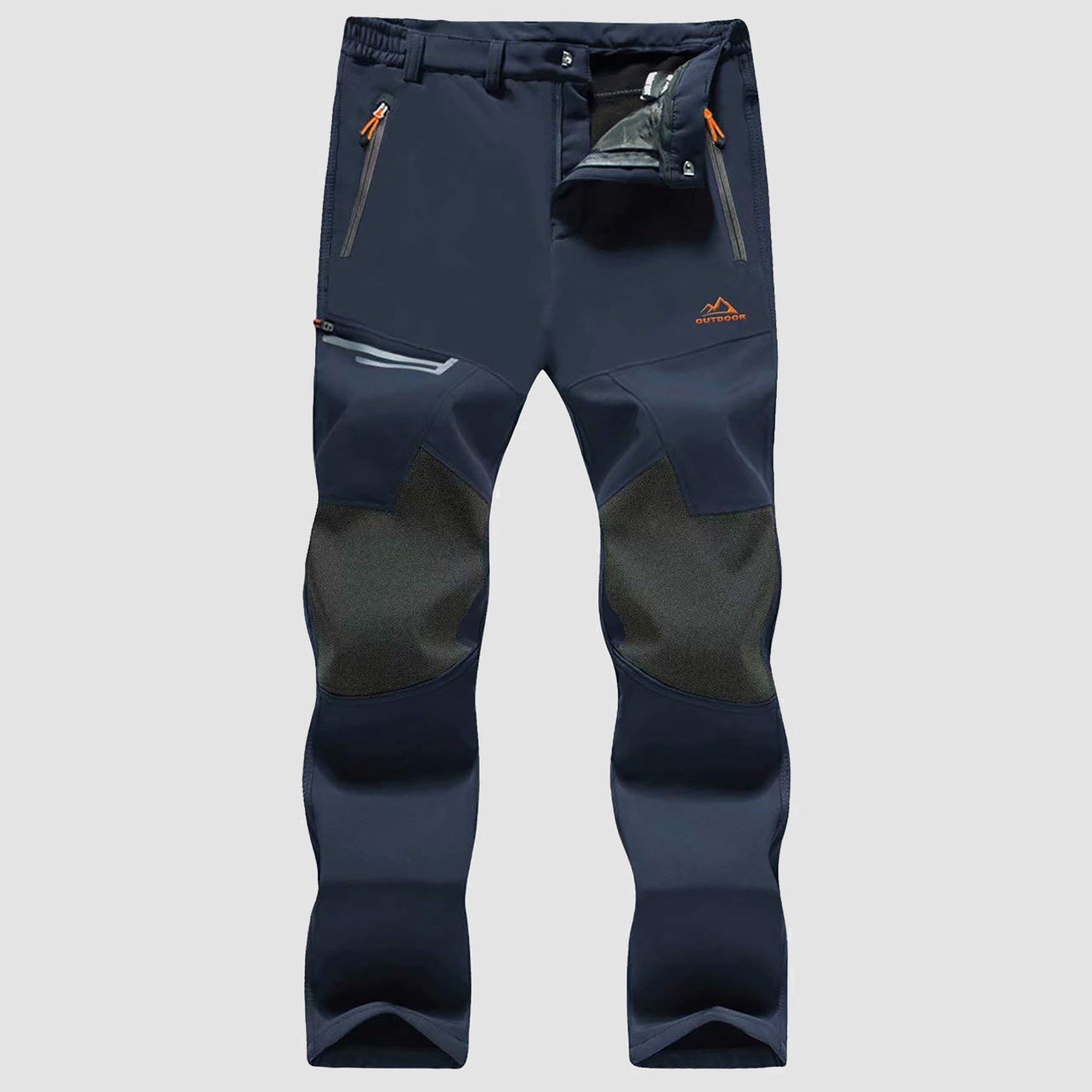Men's black fleece-lined ski pants water-resistant winter sports four zip pockets durable knees
