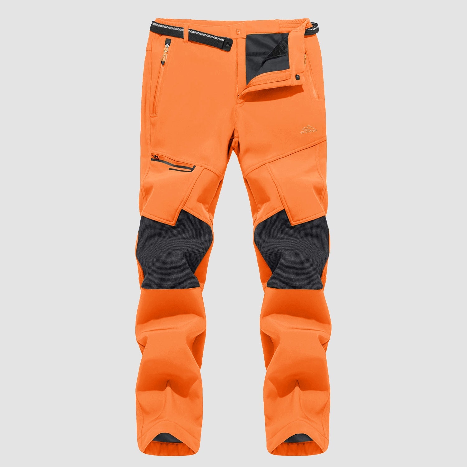 Men's black fleece-lined ski pants water-resistant winter sports with four zip pockets durable knees