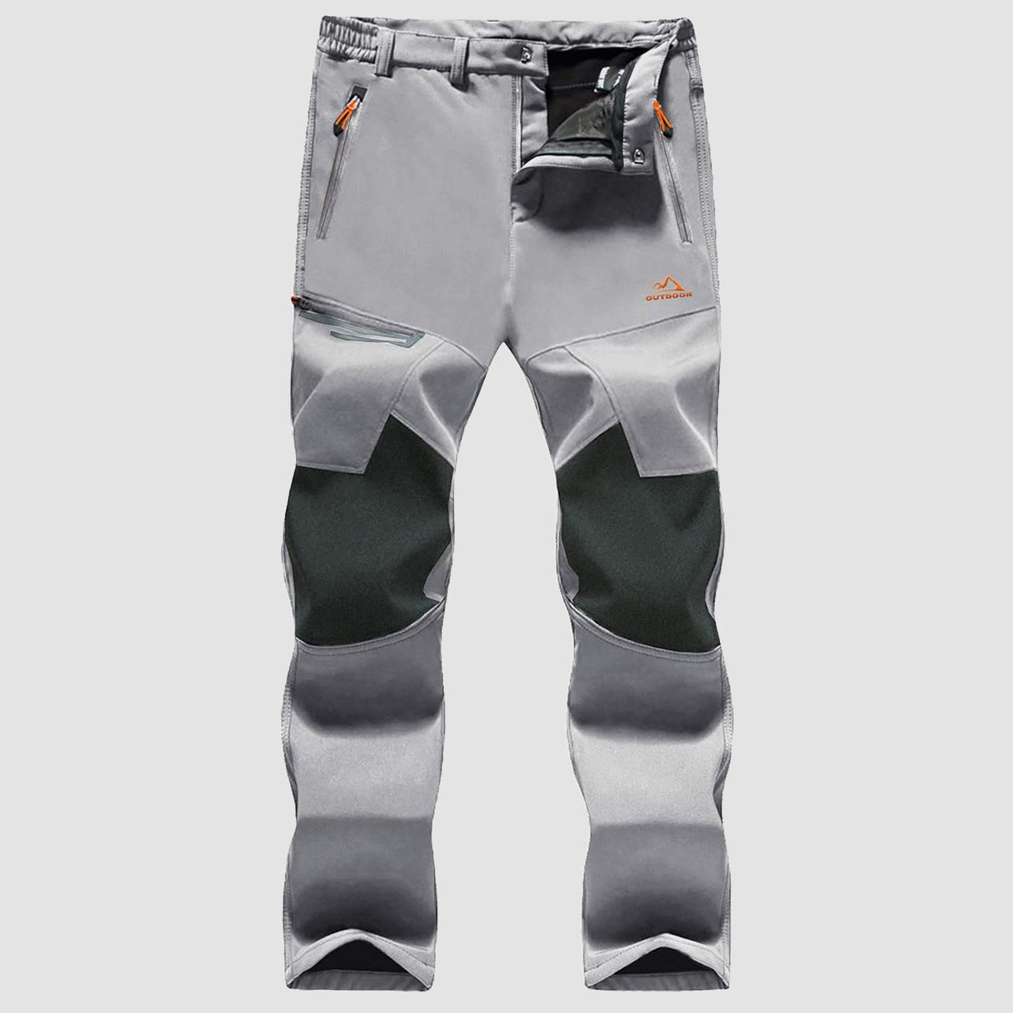 Men's water-resistant fleece-lined ski pants with four zip pockets and reinforced knees for winter sports