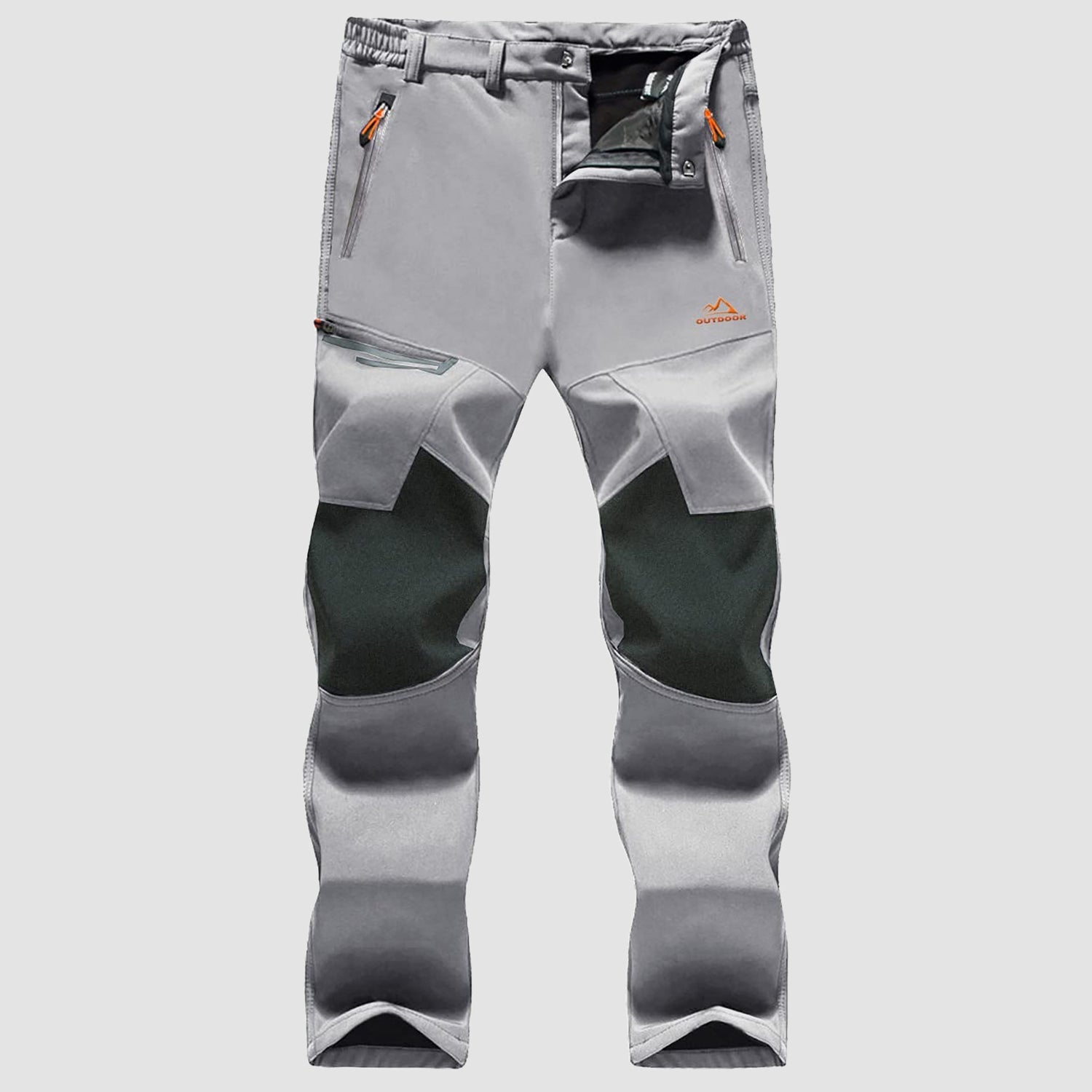 Men's water-resistant fleece-lined ski pants with four zip pockets and reinforced knees for winter sports