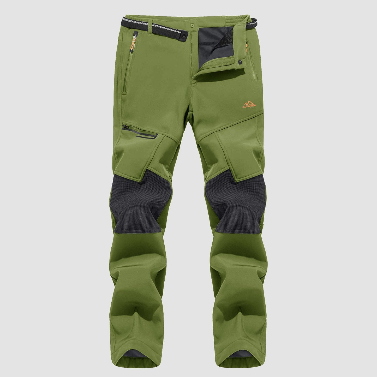 Men's black fleece-lined ski pants water-resistant winter sports with four zip pockets durable knees