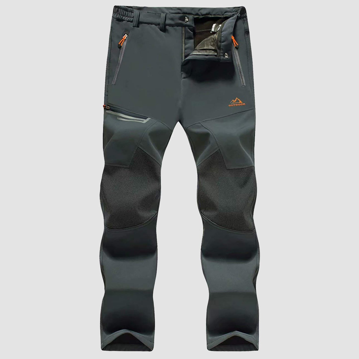 Men's black fleece-lined ski pants water-resistant winter sports four zip pockets durable knees