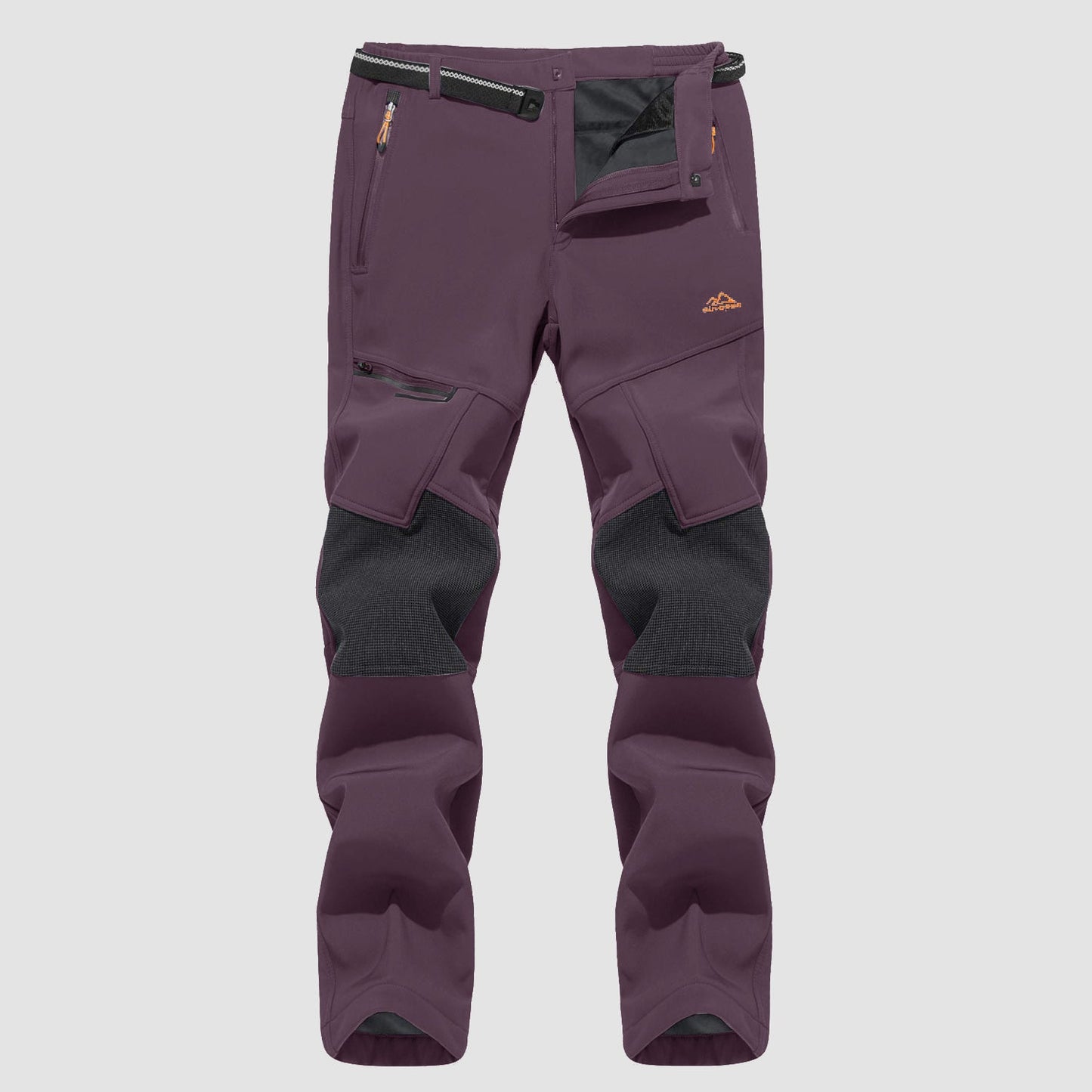 Men's black fleece-lined ski pants water-resistant winter sports with four zip pockets durable knees