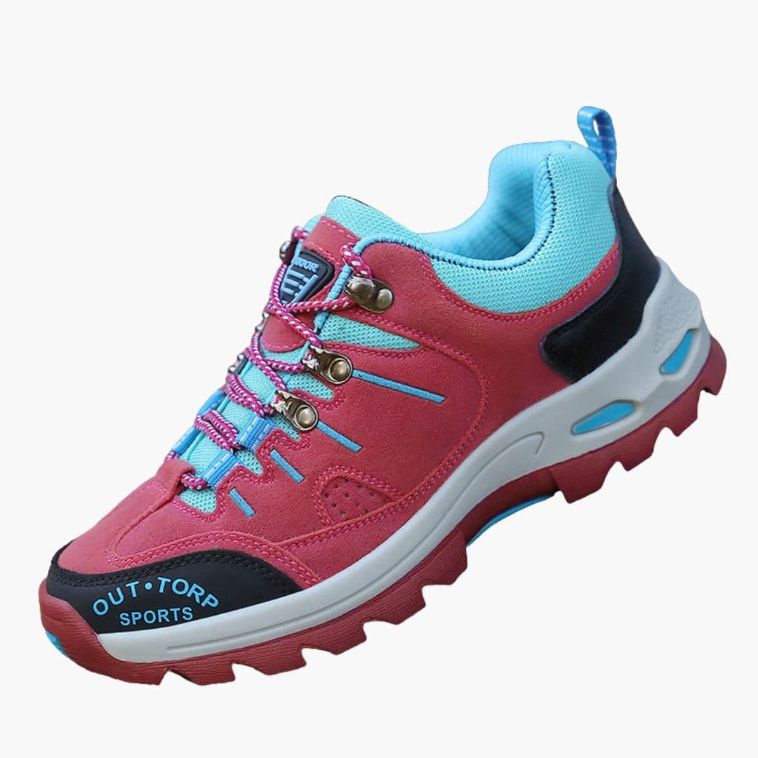 Men's low-cut hiking shoes with textured outsole, reinforced toe, paneled upper, trail-ready all-weather grip