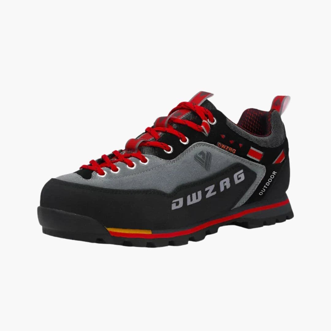 Men's brown hiking shoes reinforced toe textured outsole lace-up trail durable synthetic upper