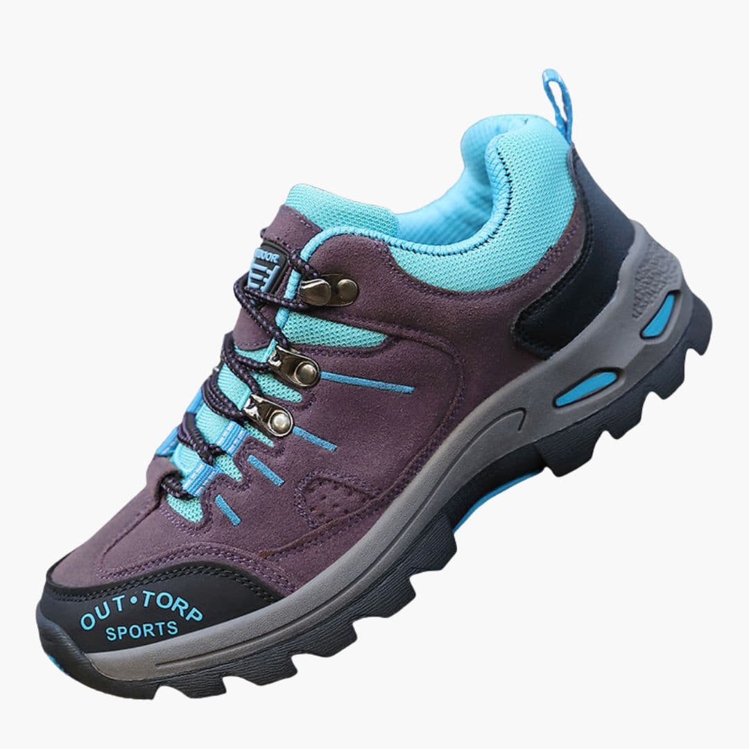 Men's low-cut hiking shoes with textured outsole, reinforced toe, paneled upper, trail-ready all-weather design