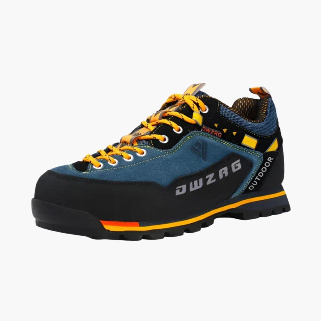 Men's brown hiking shoes reinforced toe textured outsole lace-up trail-ready synthetic upper