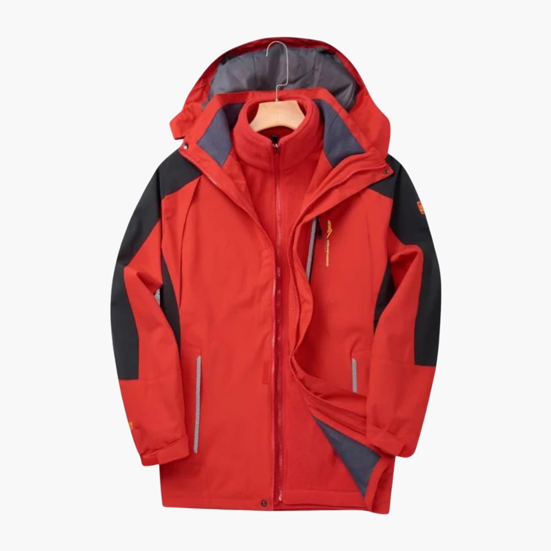 Men's outdoor zip jacket dark color high collar detachable hood all-season versatile fit storage pockets