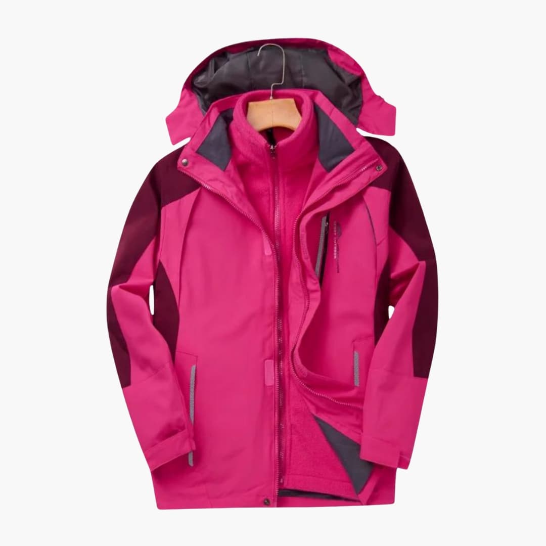 Men's outdoor jacket navy blue zip closure detachable hood high stand collar all-season versatile fit