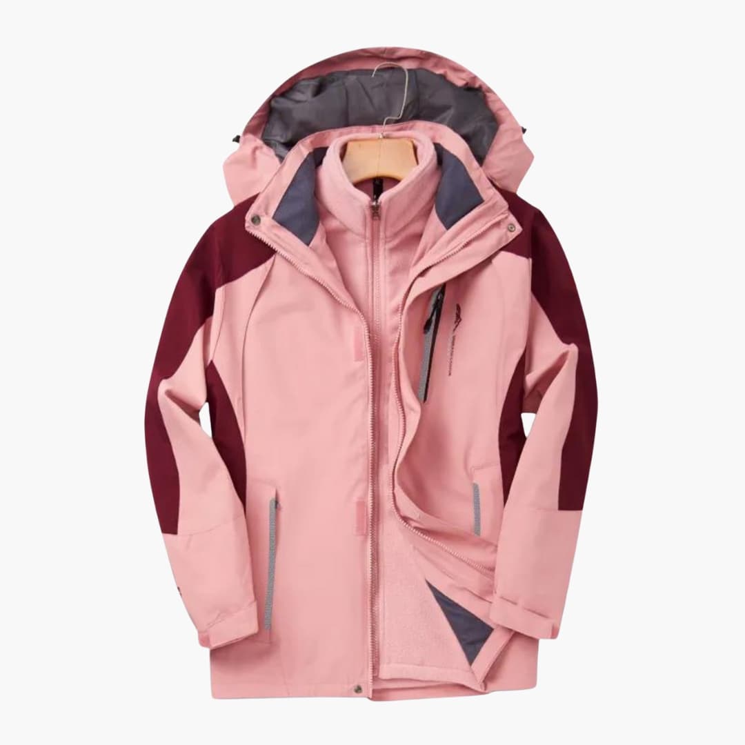 Men's outdoor jacket black zip closure detachable hood high stand collar all-season versatile fit