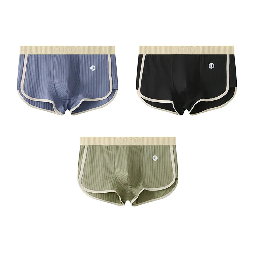 Men's 3-pack ribbed cotton briefs with mesh pouch ultra-soft breathable all-day support underwear