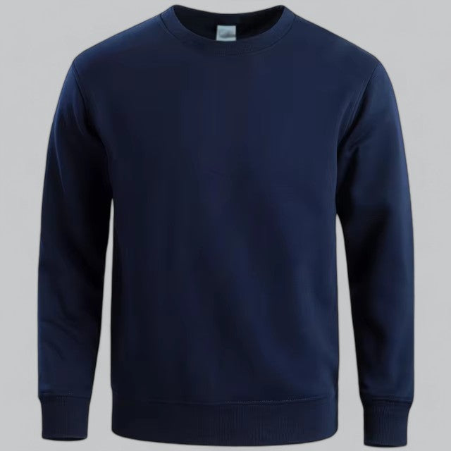 Men's long sleeve round neck sweater in premium soft fabric, classic fit everyday essential