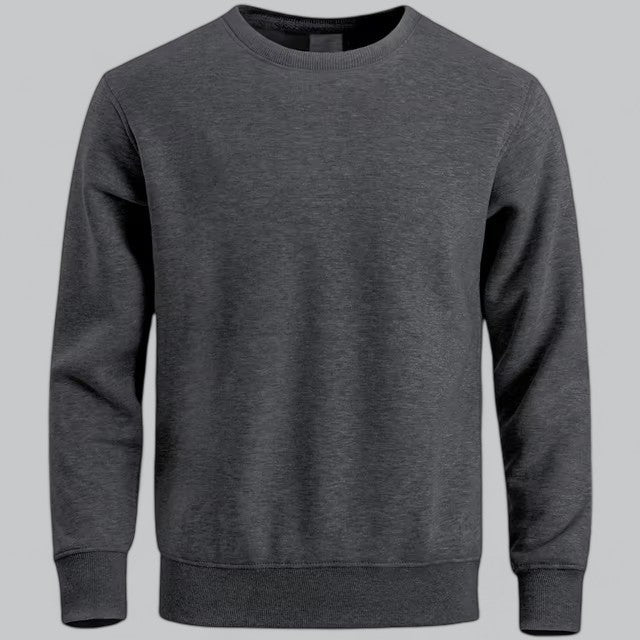 Men's long sleeve round neck sweater in classic cut, soft cozy fabric for everyday layering versatility