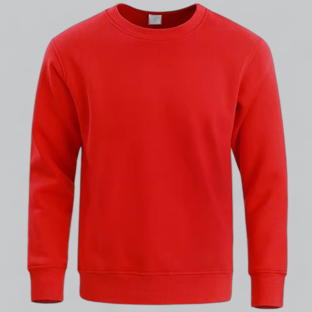 Men's long sleeve round neck sweater in classic cut, soft cozy fabric for everyday layering versatility