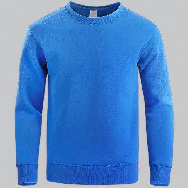 Men's long sleeve round neck sweater in classic cut, soft cozy fabric for easy layering and everyday comfort