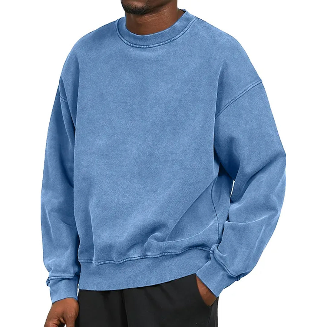 Men's relaxed fit cotton blend sweatshirt dropped shoulder casual everyday comfort pullover